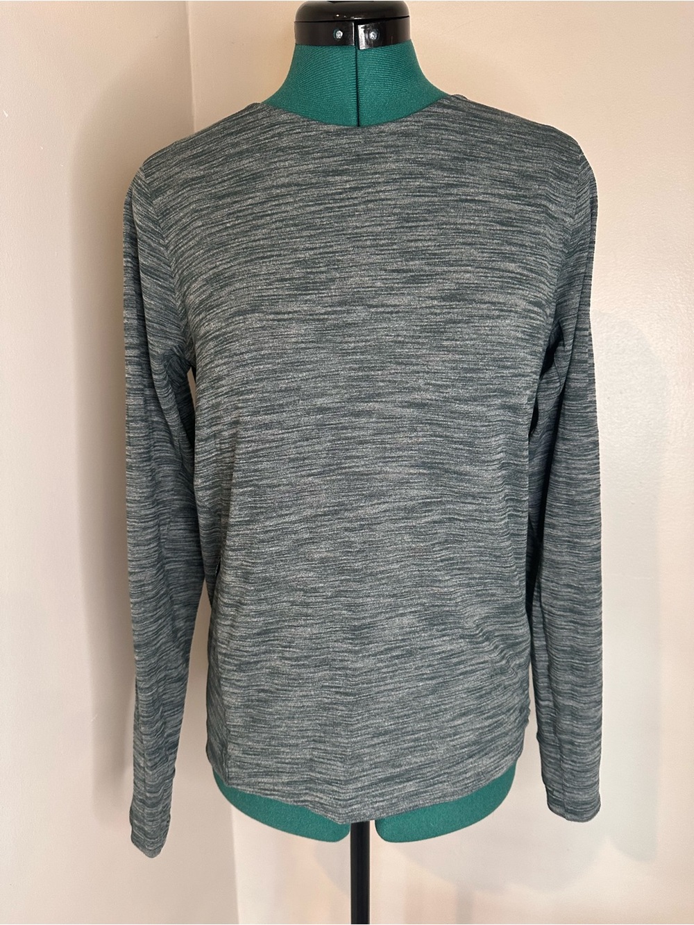 Heathered Teal Grey Long Sleeve Crew Top - Picture 1 of 11
